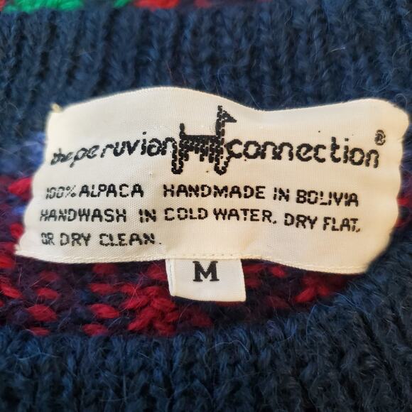 VTG Peruvian Connection Sweater M 100% Alpaca Bolivia Handmade Ethnic Geometric - Picture 12 of 12